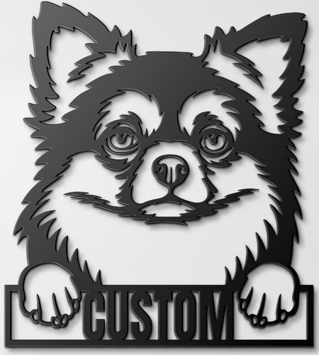 Custom Pup Metal Art – Chihuahua (Long Haired V1)