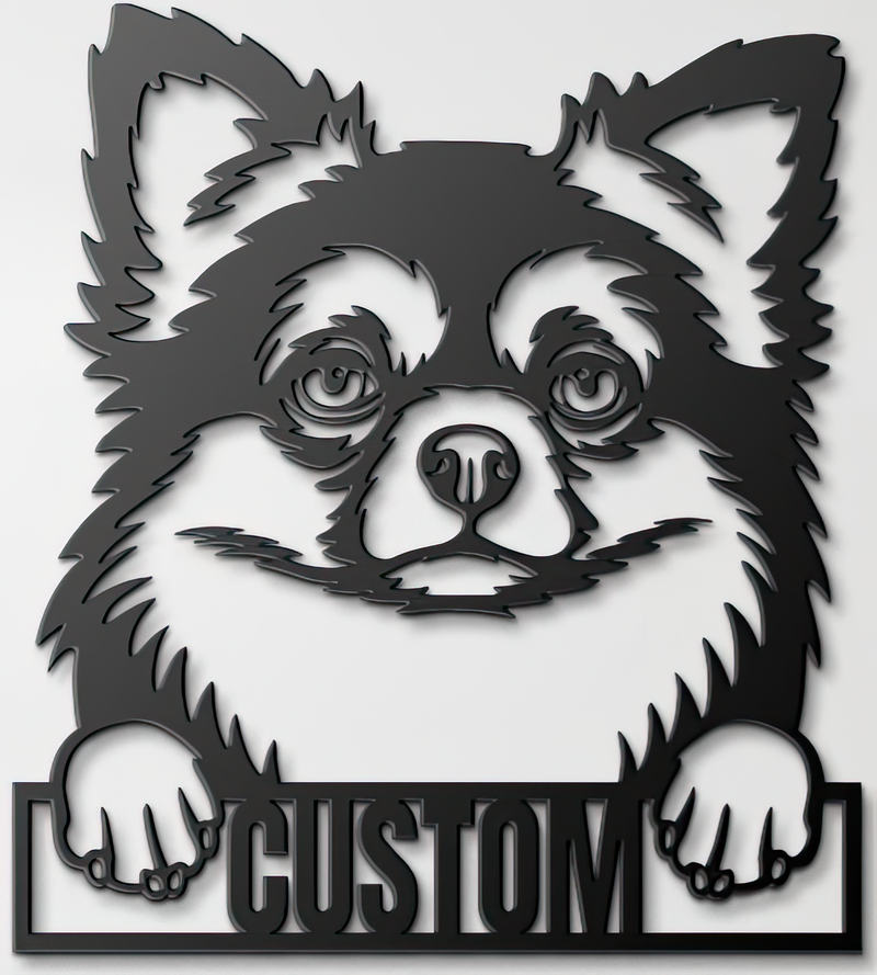 Load image into Gallery viewer, Custom Pup Metal Art – Chihuahua (Long Haired V1)
