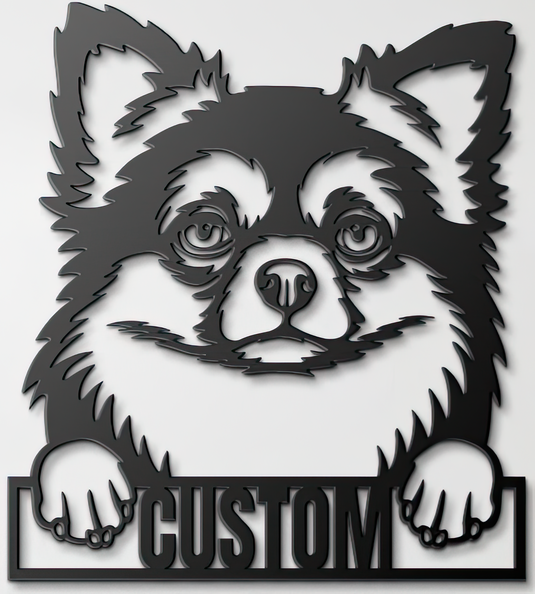 Custom Pup Metal Art – Chihuahua (Long Haired V1)