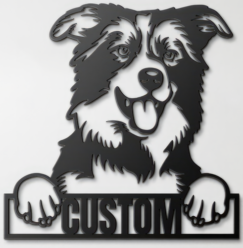 Custom Pup Metal Art - Border Collie