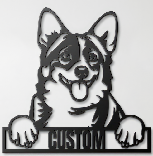 Custom Pup Metal Art - Corgi (Cardigan Welsh)