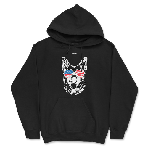 Dog German Shepherd USA Glasses Hoodie