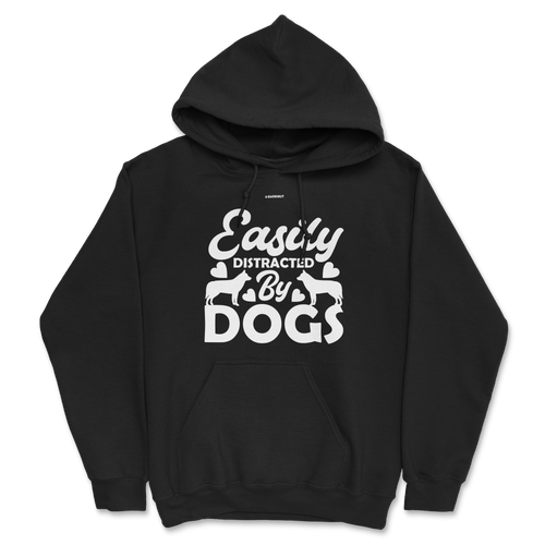 Easily Distracted by Dogs Black Hoodie