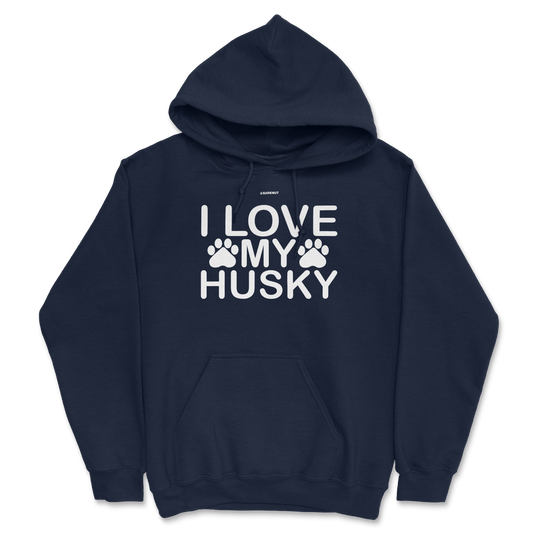 I Love My Husky Paw Print Hoodie