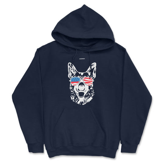 Dog German Shepherd USA Glasses Hoodie