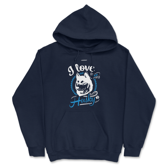 I Love My Husky Blue Hoodie