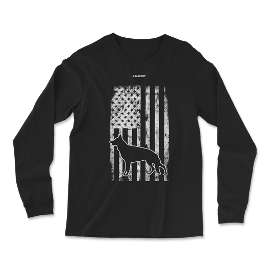 German Shepherd Faded American Flag Long Sleeve Shirt