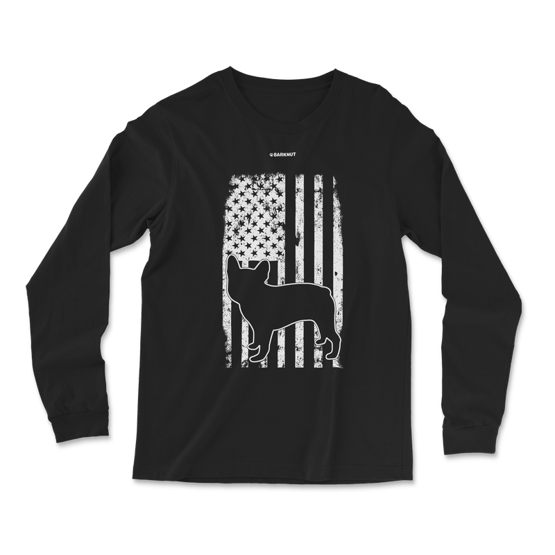 Load image into Gallery viewer, French Bulldog American Flag Long Sleeve Shirt
