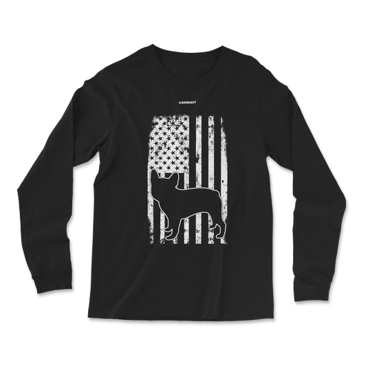 French Bulldog American Flag Long Sleeve Shirt