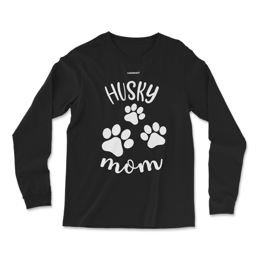 Husky Mom Silhouette Paws Long Sleeve Shirt