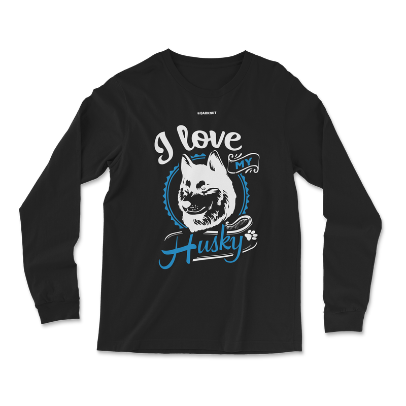 Load image into Gallery viewer, I Love My Husky Blue Long Sleeve Shirt
