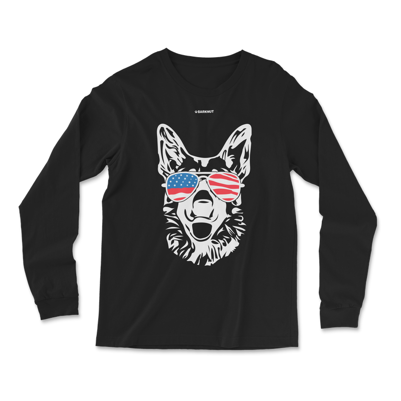 Load image into Gallery viewer, Dog German Shepherd USA Glasses Long Sleeve Shirt
