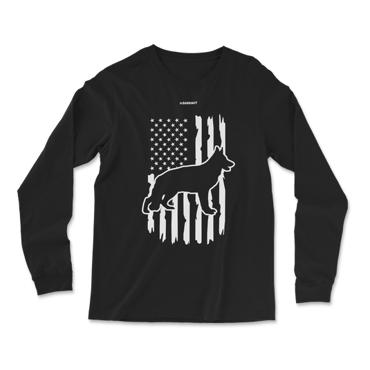 German Shepherd American Flag Long Sleeve Shirt