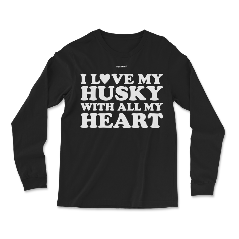 Load image into Gallery viewer, I Love My Husky With All My Heart Long Sleeve Shirt
