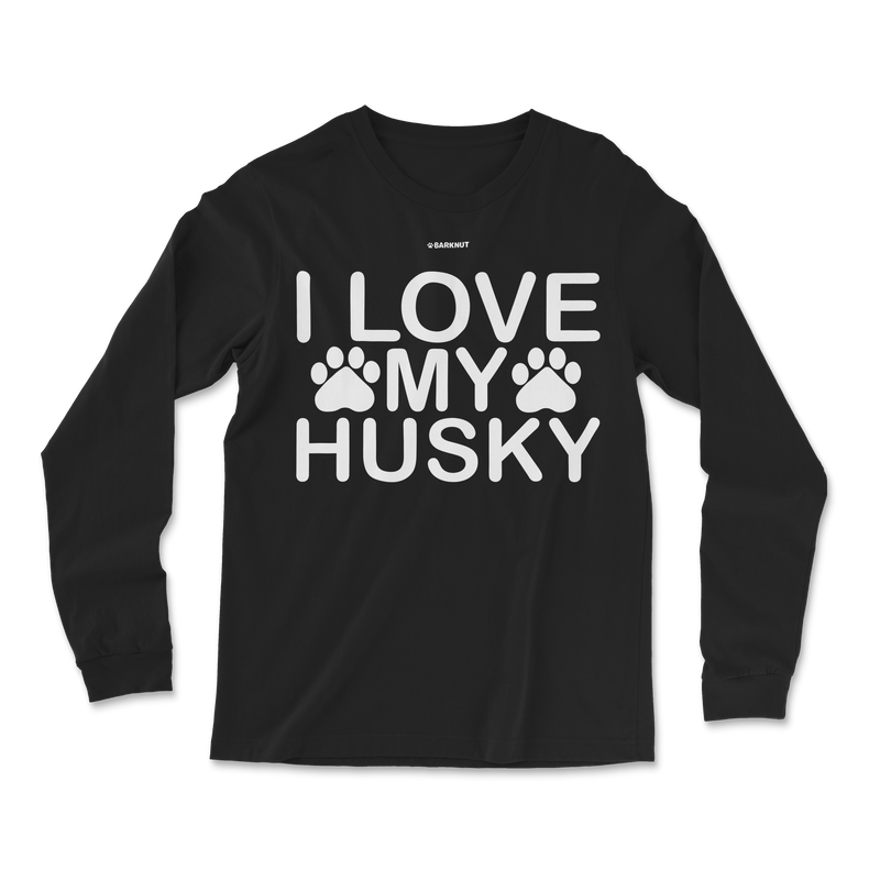 Load image into Gallery viewer, I Love My Husky Paw Print Long Sleeve Shirt
