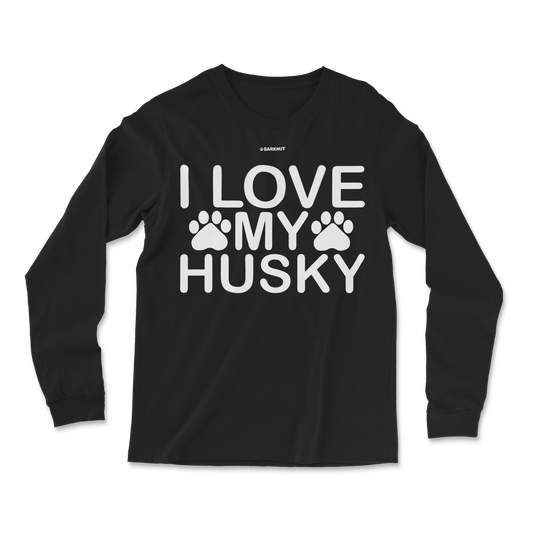 I Love My Husky Paw Print Long Sleeve Shirt