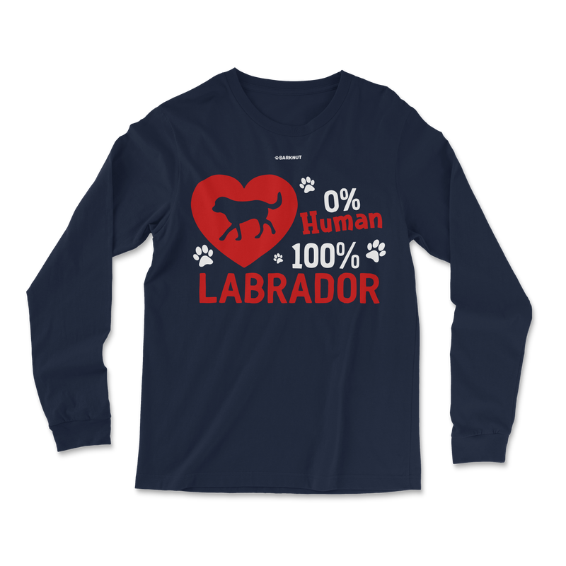 Load image into Gallery viewer, 0 Percent Human 100 Percent Labrador Long Sleeve Shirt
