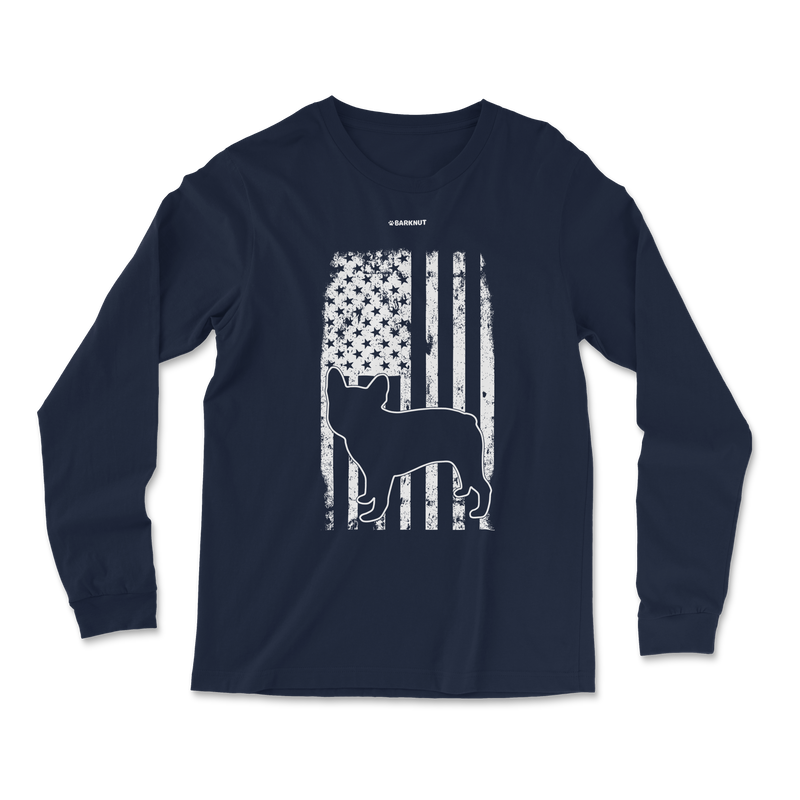 Load image into Gallery viewer, French Bulldog American Flag Long Sleeve Shirt
