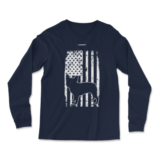 French Bulldog American Flag Long Sleeve Shirt