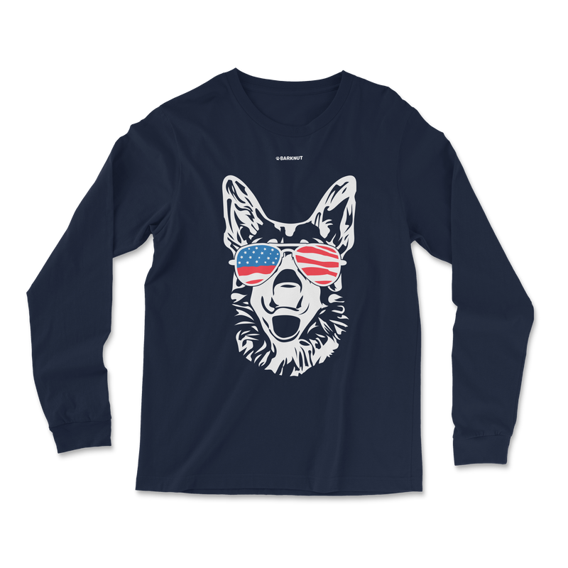 Load image into Gallery viewer, Dog German Shepherd USA Glasses Long Sleeve Shirt
