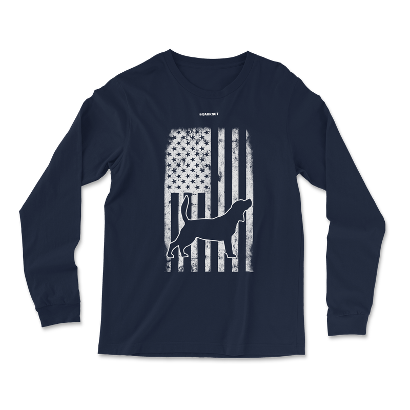 Load image into Gallery viewer, Beagle American Flag Long Sleeve Shirt
