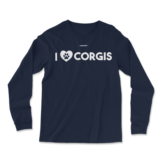 I Love Corgis Heart Long Sleeve Shirt