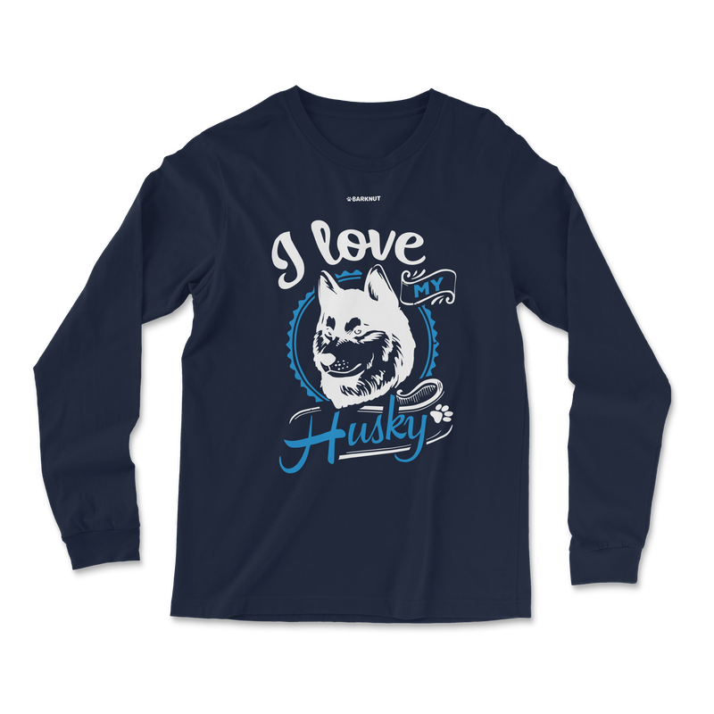 Load image into Gallery viewer, I Love My Husky Blue Long Sleeve Shirt
