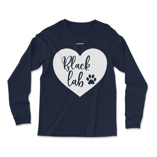 Black Lab Heart Long Sleeve Shirt