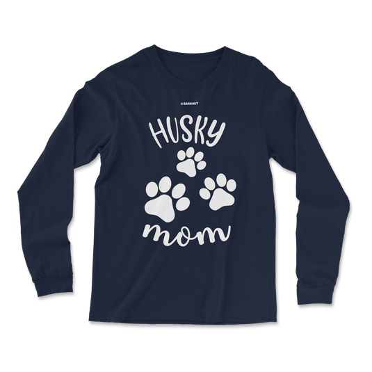 Husky Mom Silhouette Paws Long Sleeve Shirt