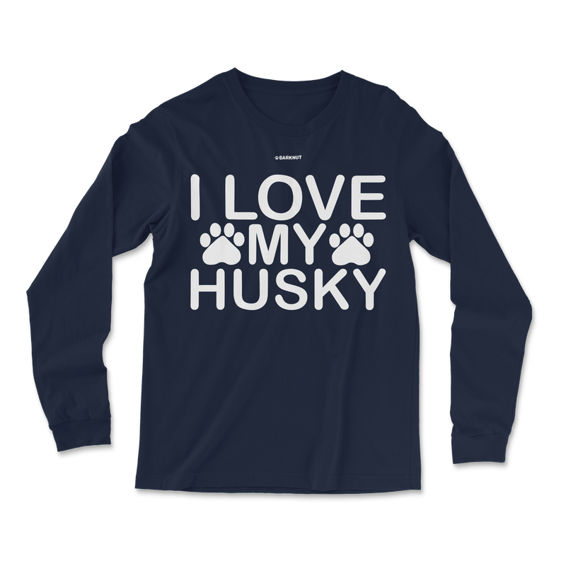 Load image into Gallery viewer, I Love My Husky Paw Print Long Sleeve Shirt
