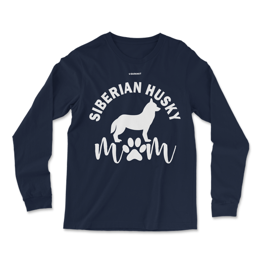 Siberian Husky Mom Silhouette Long Sleeve Shirt