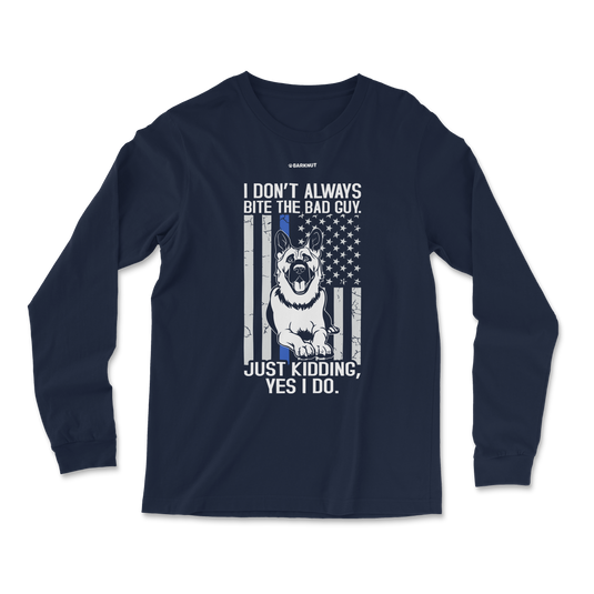 Funny Blue Line Police German Long Sleeve Shirt