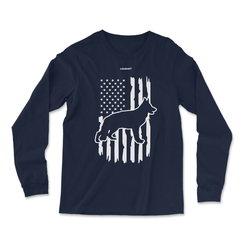 Load image into Gallery viewer, German Shepherd American Flag Long Sleeve Shirt
