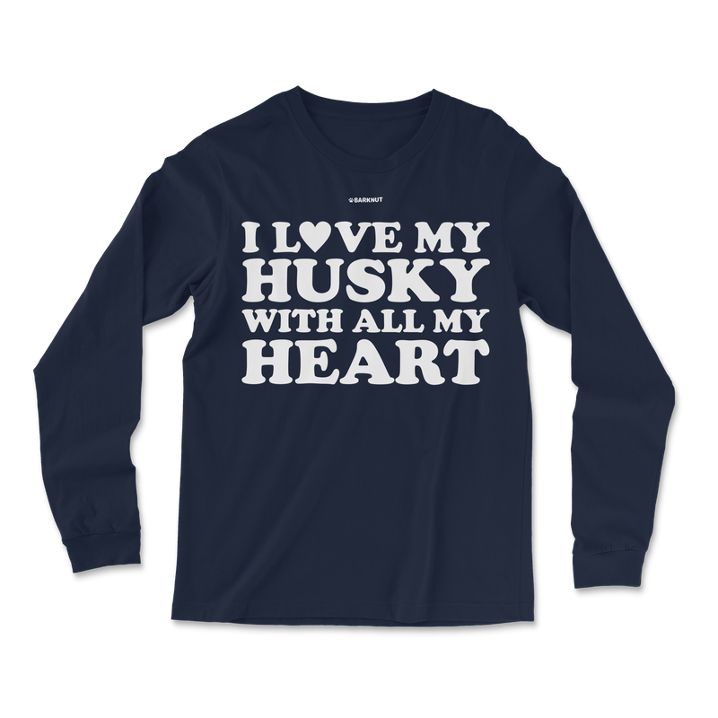 Load image into Gallery viewer, I Love My Husky With All My Heart Long Sleeve Shirt
