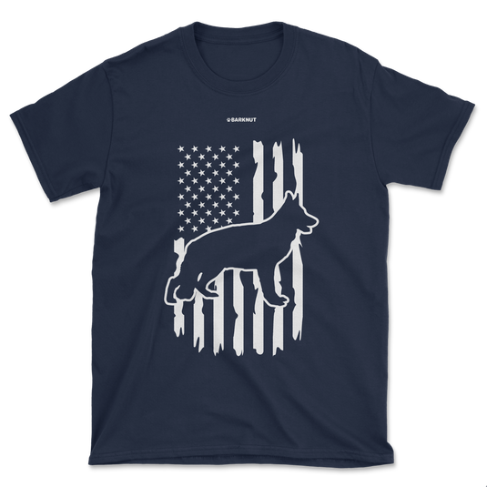 German Shepherd American Flag Shirt (Men's/Unisex)