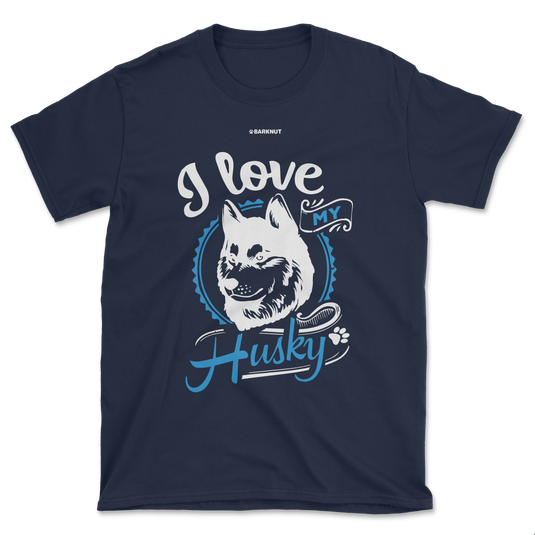 I Love My Husky Blue Shirt (Men's/Unisex)