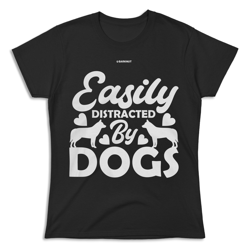 Load image into Gallery viewer, Easily Distracted by Dogs Black Shirt (Women&#39;s)
