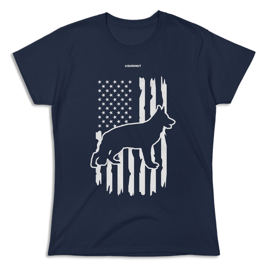 German Shepherd American Flag Shirt (Women's)