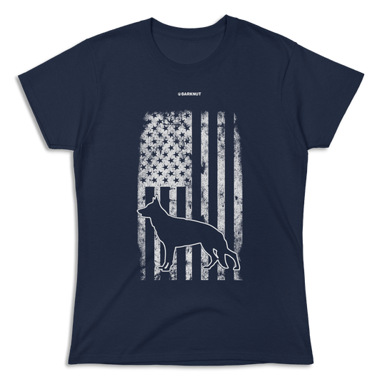 German Shepherd Faded American Flag Shirt (Women's)