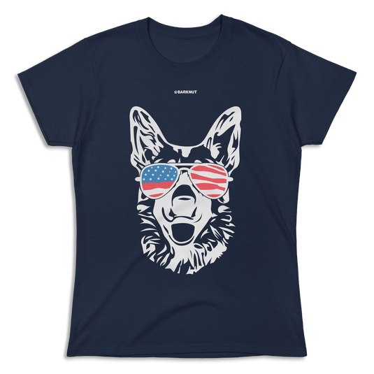 Dog German Shepherd USA Glasses Shirt (Women's)