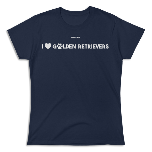 I Heart Golden Retrievers Black Shirt (Women's)