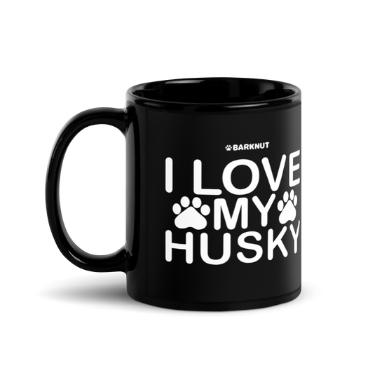 I Love My Husky Paw Print Mug