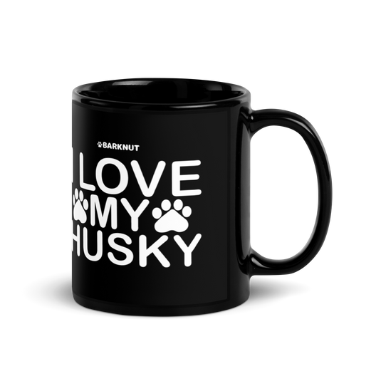 I Love My Husky Paw Print Mug