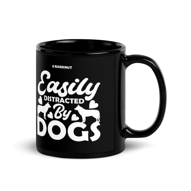 Load image into Gallery viewer, Easily Distracted by Dogs Black Mug
